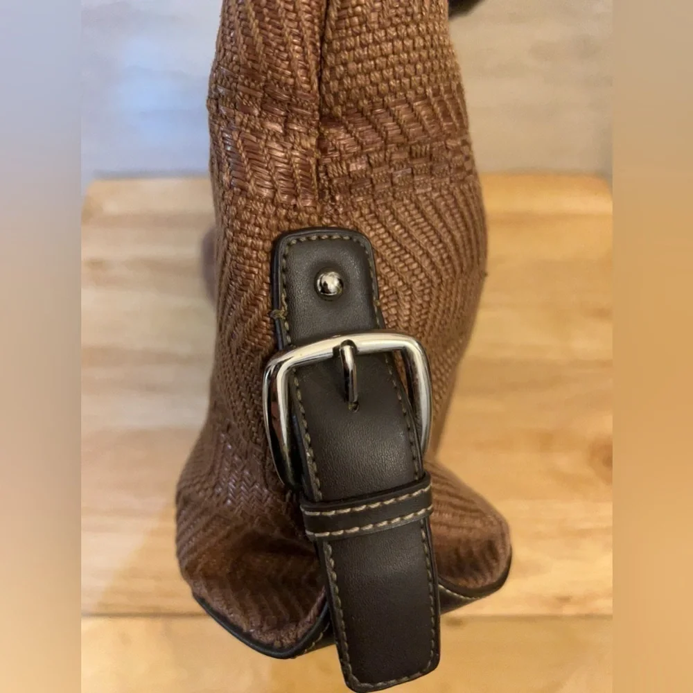 Worthington Elegant Brown Woven Hobo Bag with Brown Accents